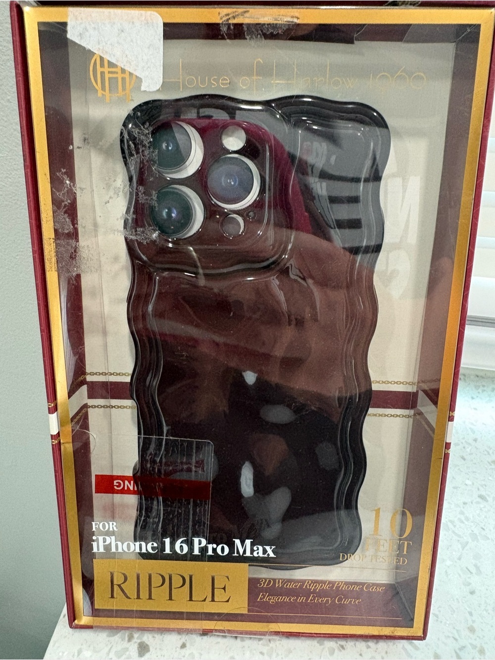 House of Harlow 1960 Ripple 3D Water Phone Case in Dark Red